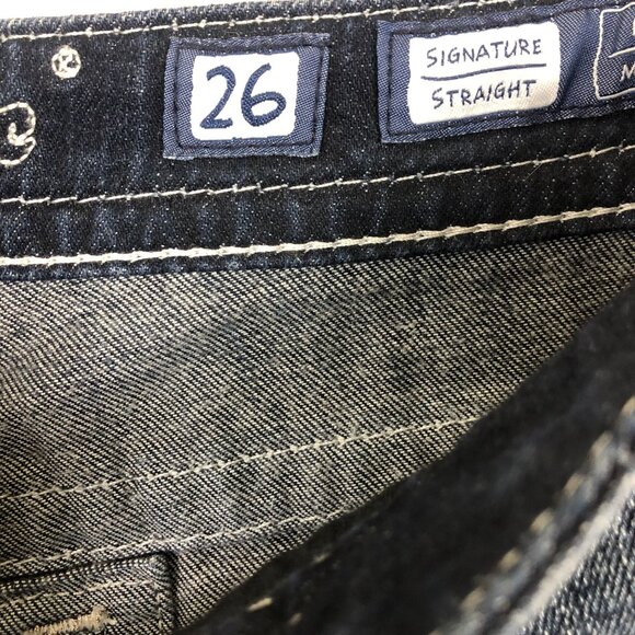 Miss Me Signature Straight Jeans Sz 26 X 33 Blue Denim Low Rise Embellished - Picture 5 of 12